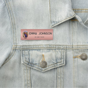 Custom Teacher Name with Photo – Rose Gold  Tag