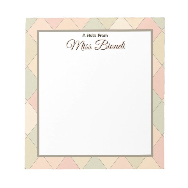 Custom Teacher Notepad – A Note From [Your Name] (Front)