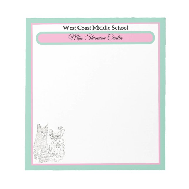 Custom Teacher Notepad – School & Name Personalize (Front)