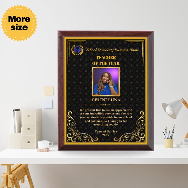 Custom Teacher of the Year Gold Photo Award Plaque (Custom Teacher of the Year Gold Photo Award Plaque)