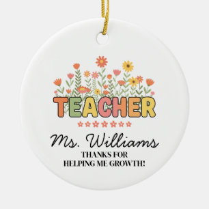 Custom Teacher Ornament, Thank You Gift Teacher  Ceramic Ornament