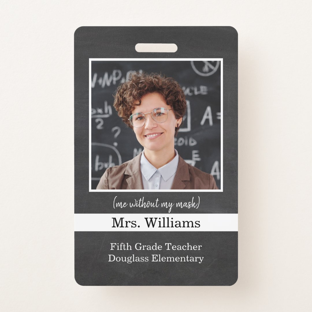 Custom Teacher Photo ID Badge for school classroom Zazzle