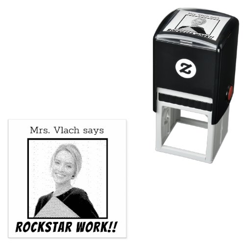 Custom Teacher Photo Rockstar Work Student Teacher Self_inking Stamp