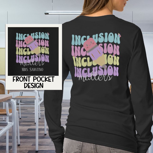Custom Teacher Retro Pastel Inclusion Matters  T-Shirt (Creator Uploaded)