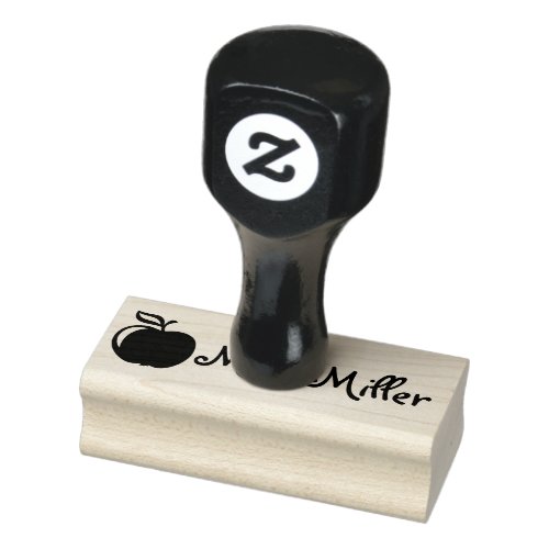 Custom teacher rubber stamp with name  apple