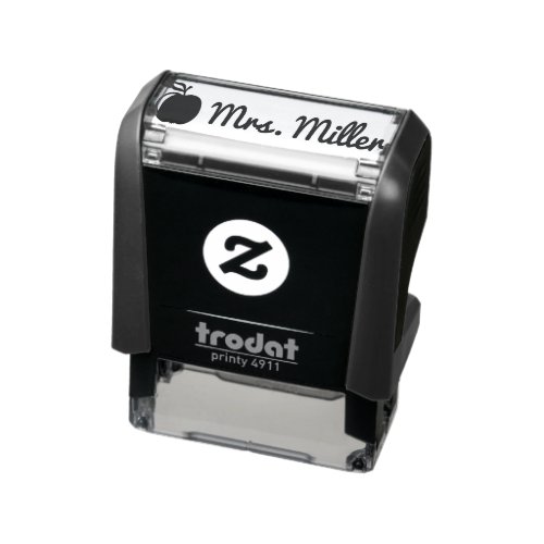 Custom teacher self inking stamp with name  apple