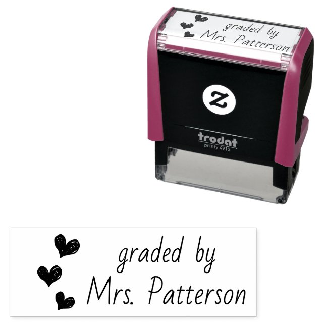 Custom Teacher With hearts Self-inking Stamp (In Situ)