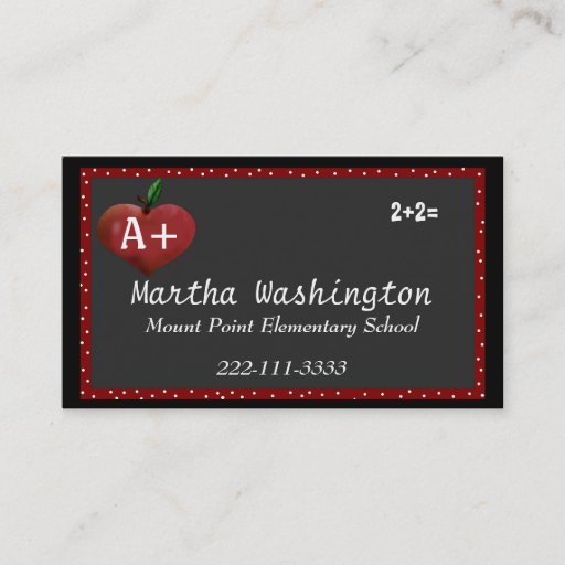 Customizable Custom Teachers Business Card