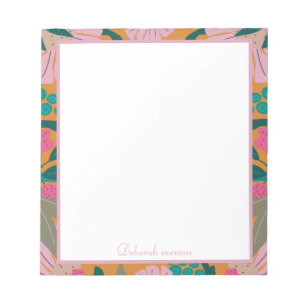 Custom teachers name floral stylish trendy pretty notepad
