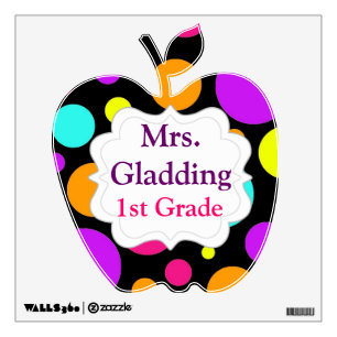 Custom Teacher's Name Grade Polka Dots Wall Decal