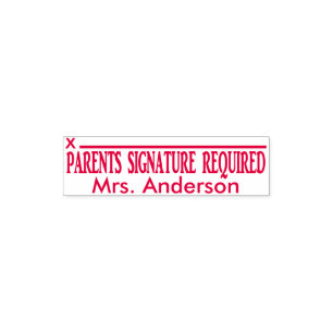 Custom Teachers Name Parents Signature Required Self-inking Stamp