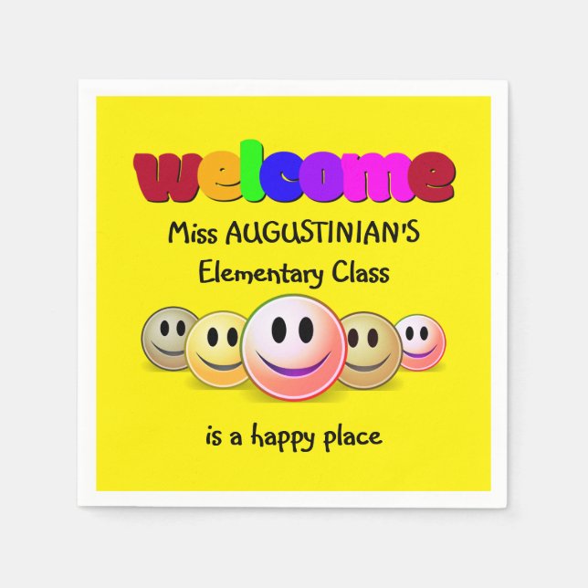 Custom Teachers Welcome Class Paper Napkins (Front)