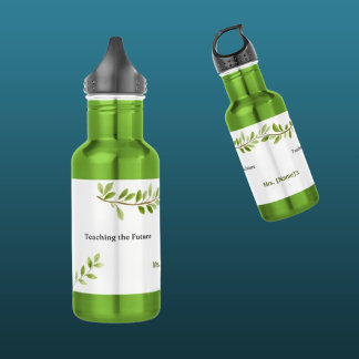 Custom Teaching the Future Green Branch Stainless Steel Water Bottle