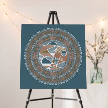 Custom Teal and Gold Abstract Accent Dot Mandala