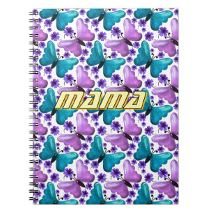 Custom Teal and purple butterfly floral pattern Notebook