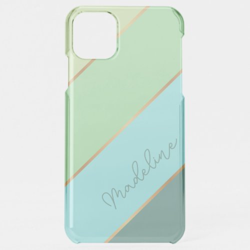 Custom Teal Aqua Blue Turquoise Mint Green Stripes iPhone 11 Pro Max Case