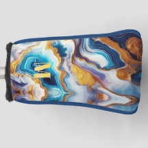 Custom Teal Aqua Golden Agate Monogram