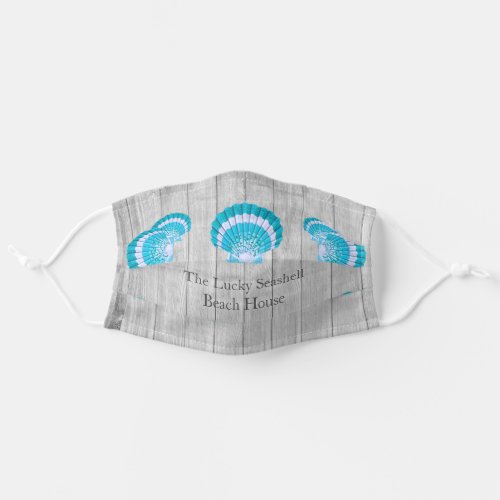 Custom Teal Aqua Seashell White Shell Coastal Adult Cloth Face Mask