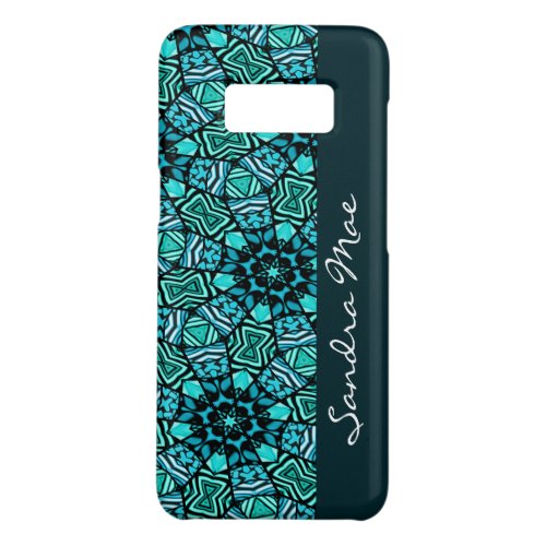Custom Teal Aqua Turquoise Ethnic Mosaic Art Case_Mate Samsung Galaxy S8 Case