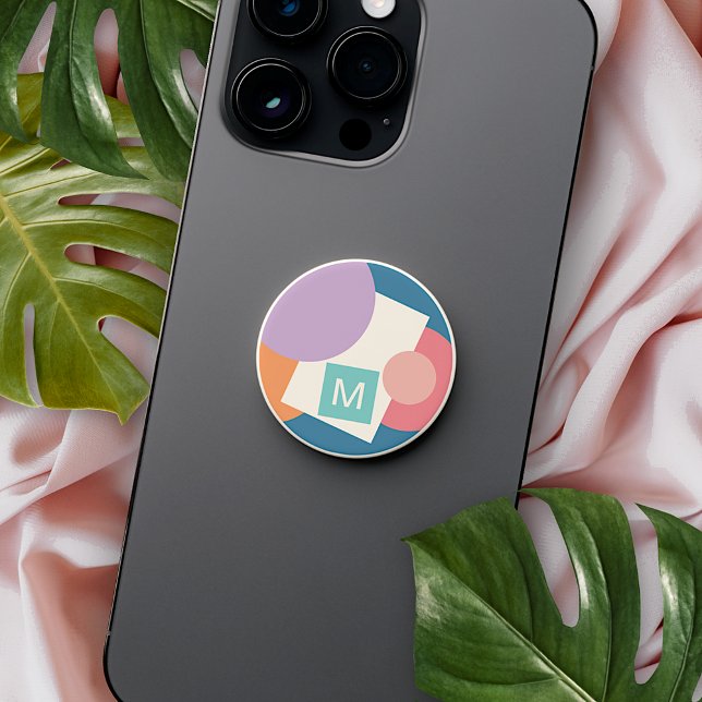 Custom Teal Blue Blush Pink Purple Circles Pattern PopSocket (Creator Uploaded)