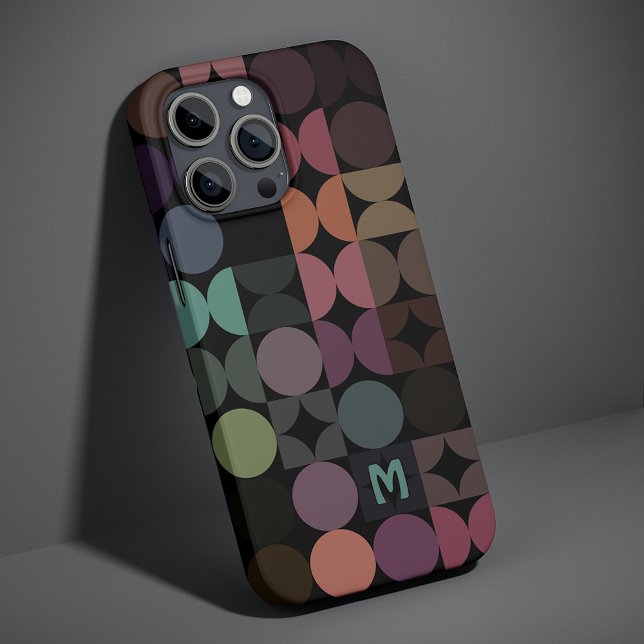 Custom Teal Blue Green Brown Black Retro Pattern iPhone Case (Creator Uploaded)