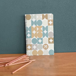 Custom Teal Blue Green Gray Taupe Beige Pattern Notebook
