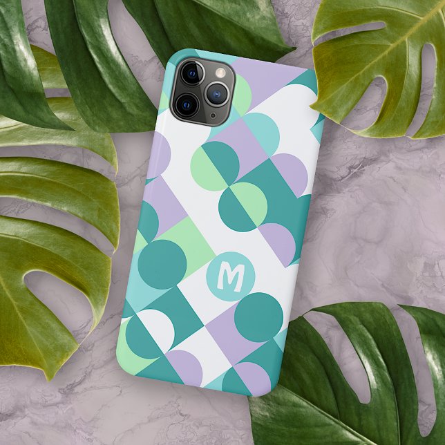 Custom Teal Blue Mint Green Retro Art Pattern iPhone Case (Creator Uploaded)