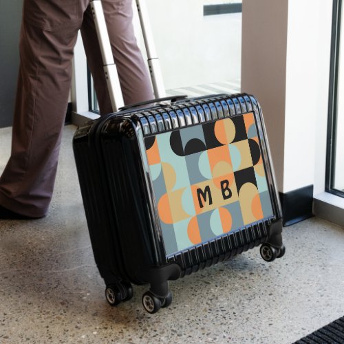 Custom Teal Blue Peach Orange Black Art Pattern Luggage