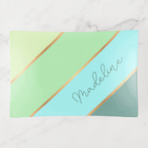 Custom Teal Blue Turquoise Mint Green Stripes