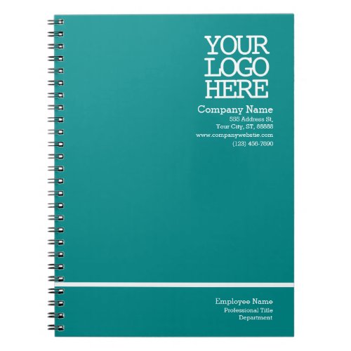 Custom Teal Company Logo  Employee Personalized  Notebook