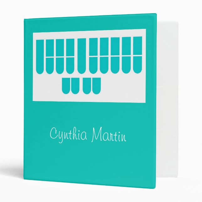 Custom teal court reporter keys binder (Front/Inside)