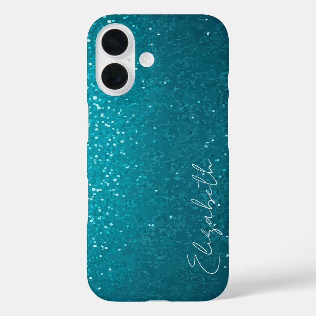 Custom Teal Glitter Case-Mate iPhone Case (Back)