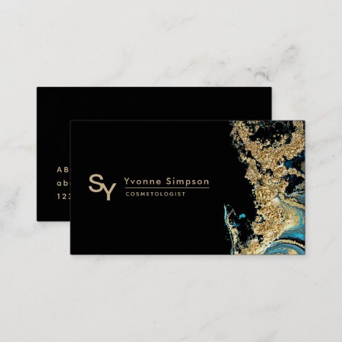 Custom Teal Gold Black Modern Template Brand Business Card