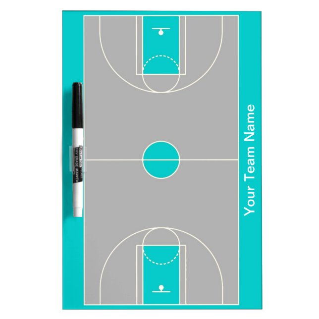 Custom teal gray basketball dry erase board (Front)