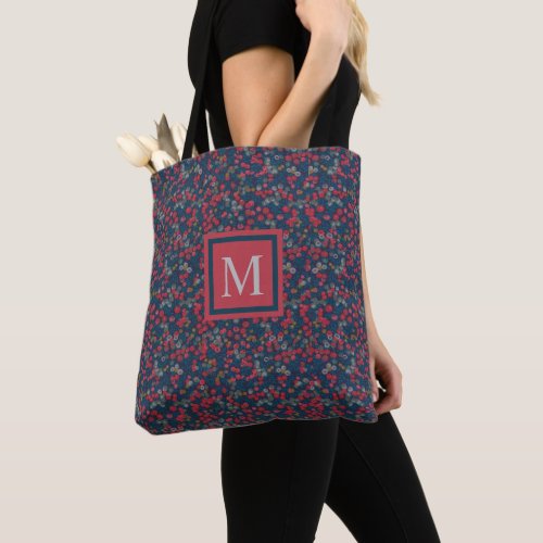 Custom Teal Green Blue Floral Red Flowers Tote Bag