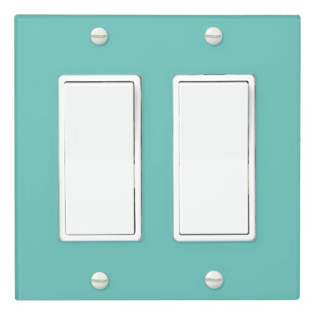 Custom Teal Green Blue Photo Artwork Double Rocker Light Switch Cover (In Situ)