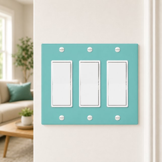 Custom Teal Green Blue Photo Artwork Triple Rocker Light Switch Cover (Custom Teal Green Blue Photo Artwork Triple Rocker Light Switch Cover)