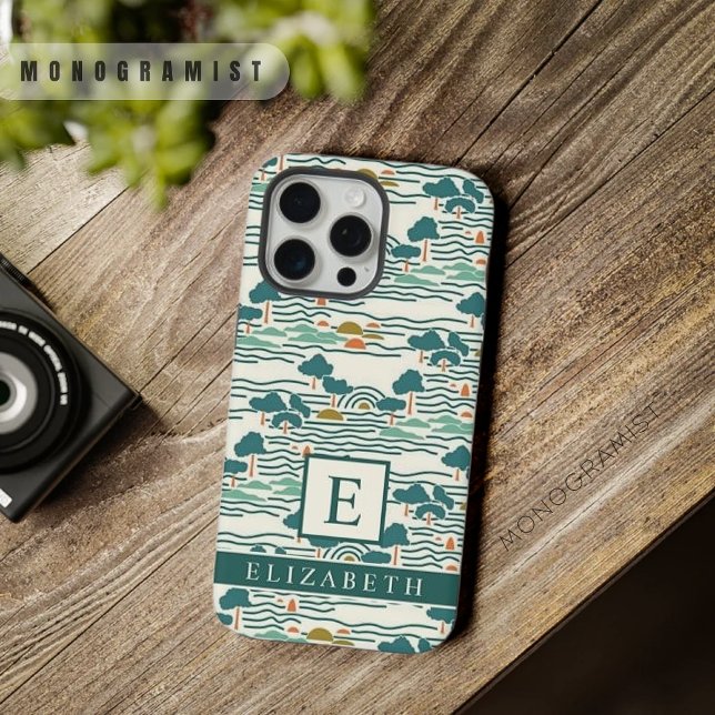 Custom Teal Green White Blue Abstract Pattern iPhone Case (Custom Teal Green White Blue Abstract Pattern iPhone Case)