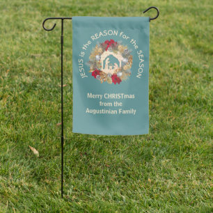 Custom Teal JESUS IS THE REASON Christmas Garden Flag