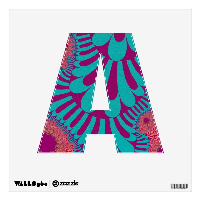 Custom Teal Orange Loop Letter A Decal (Front)