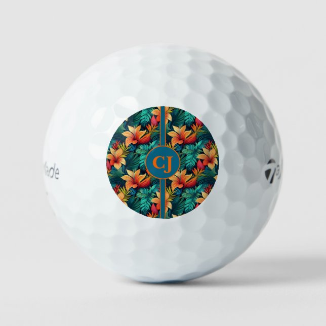 Custom Teal Tropical Golf Balls: Elevate Your Game Balls (Front)