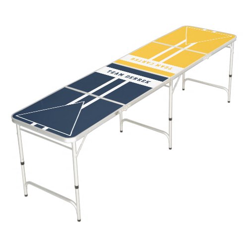 Custom Team Colors Navy Blue and Gold Beer Pong Table