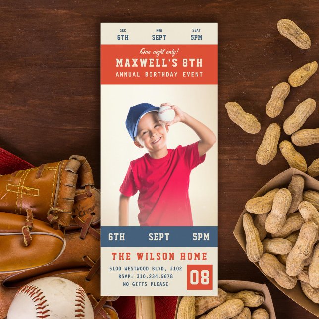 Custom Team Colors Sporting Event Ticket Birthday Invitation (Creator Uploaded)