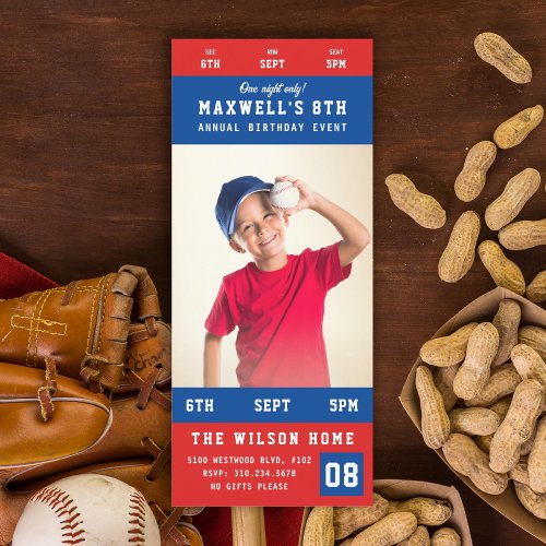 Custom Team Colors Sporting Event Ticket Birthday Invitation