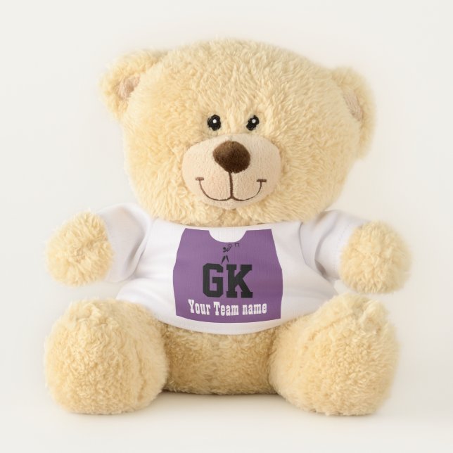 Custom Team Colour Netball Positions Teddy Bear (Front)