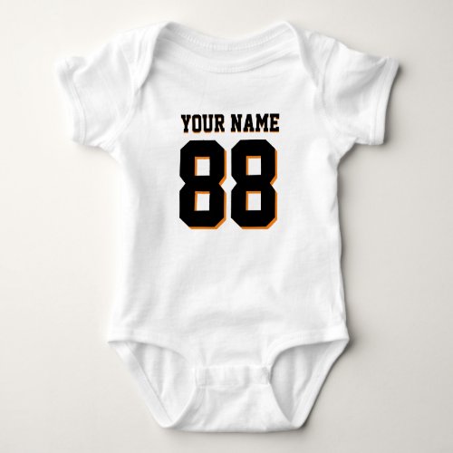 Custom Team Football Sport Jersey Name Number Baby Bodysuit