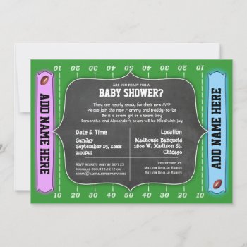 Custom Team Football Themed Baby Shower Invitation by malibuitalian at Zazzle