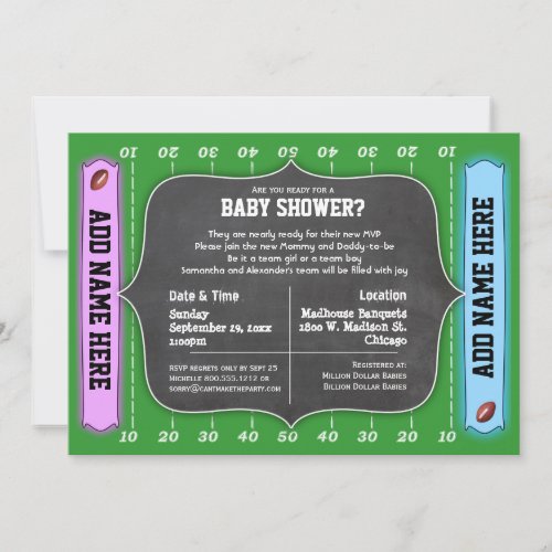 Custom Team Football Themed Baby Shower Invitation