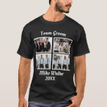 Custom Team Groom 4 Photo T-Shirt<br><div class="desc">Custom Team Groom 4 Photo T-Shirt.Celebrate your Groom team with this modern t-shirt featuring a "Team Groom" caption in black contemporary fonts. Easily customize this t-shirt with photos of the Groom Team, the year and name of the Groom by editing the template fields. This t-shirt is part of our "Groom...</div>