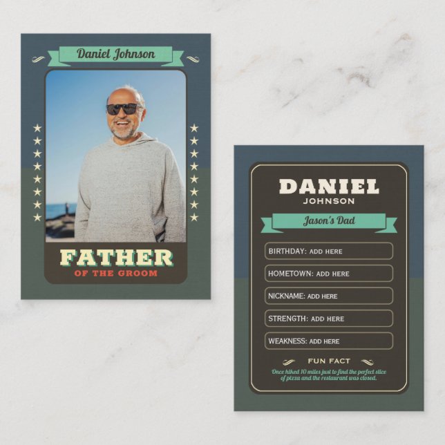 Custom Team Groom Cards Groomsmen Trading Cards (Front/Back)